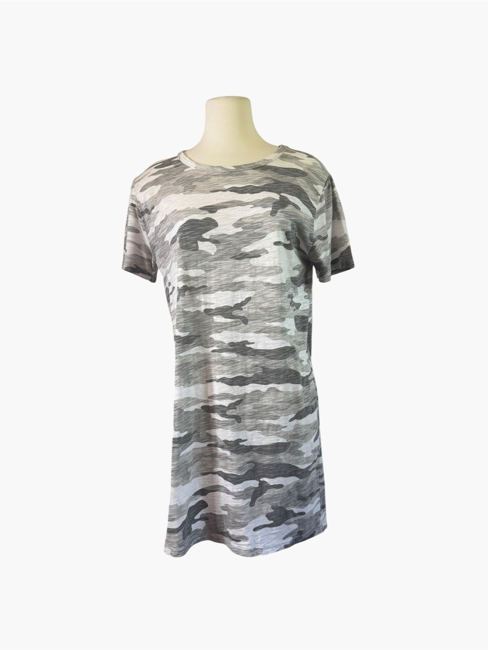 Women’s Short Sleeve Camouflage Tshirt dress Gray Camo